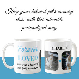 2 Foto Pet Loss Keepsaké Pet Memorial blue Kaffemugg