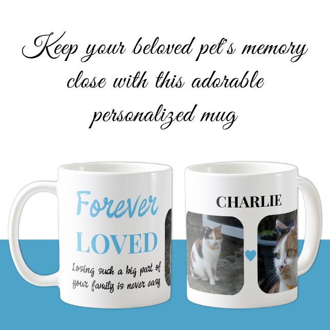 2 Foto Pet Loss Keepsaké Pet Memorial blue Kaffemugg (Skapare uppladdad)