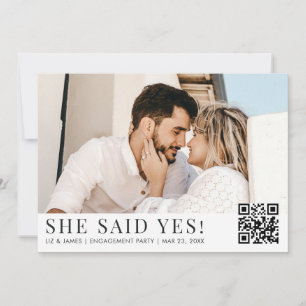 2 Foto QR-kod Modern Förlovningsfest Inbjudningar