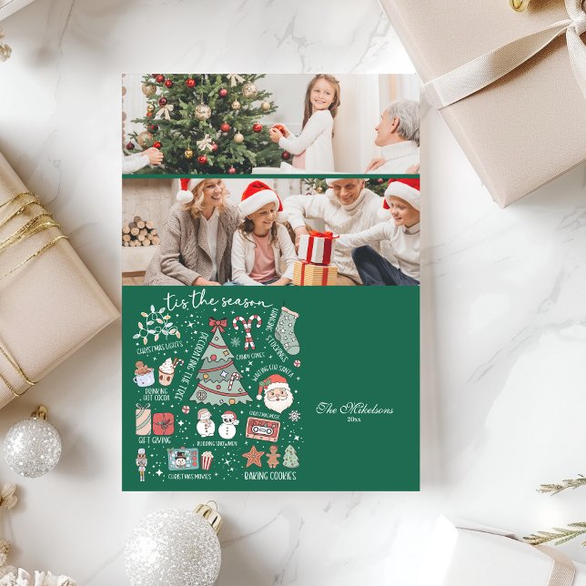 2 Foto: Season Retro Grönt jul Julkort (Skapare uppladdad)