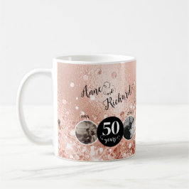 2 Foto sedan och nu ÅRSÅR Bröllop-årsdag Kaffemugg