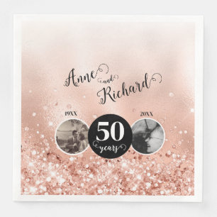 2 Foto sedan och nu ÅRSÅR Bröllop-årsdag Pappersservett