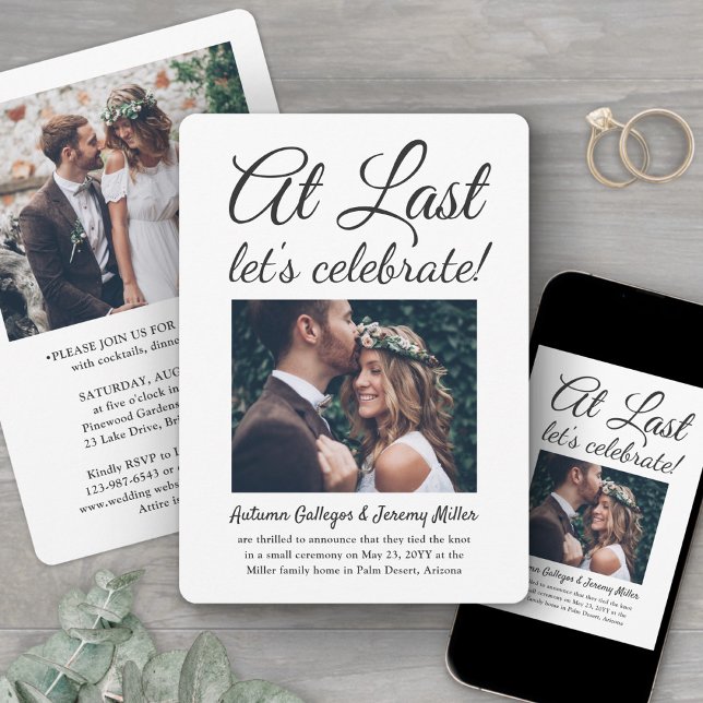 2 Foto Slutligen Bröllopsfest Firande Inbjudningar (Skapare uppladdad)