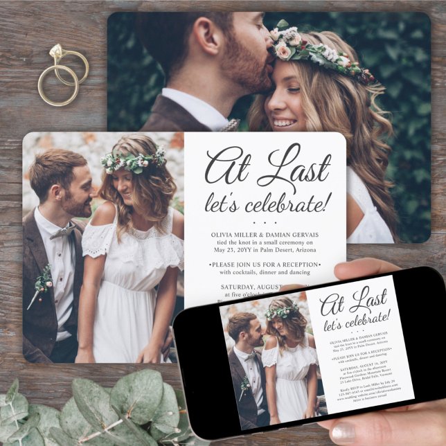 2 Foto Slutligen Bröllopsfirande Bröllop Inbjudningar (Skapare uppladdad)