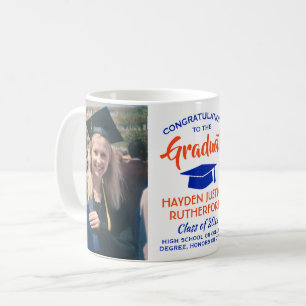 2 Foto Studenten Gratulerar Modern Orange och blå Kaffemugg