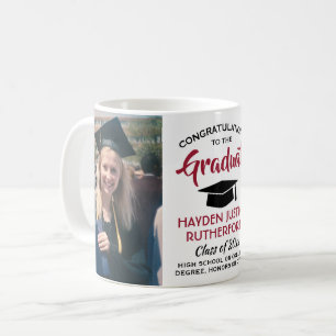 2 Foto Studenten Gratulerar Modern Red Black White Kaffemugg