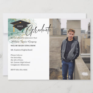 2 Foto Studenten Grönt Guld annons Card Inbjudningar
