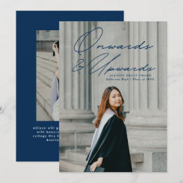 2 foto Studenten i marinblå framåt och uppåt Meddelande