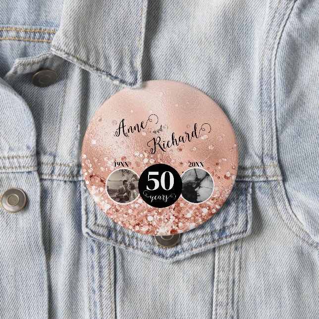 2 Foto "then and Now" Bröllop-årsdag Knapp (In Situ)