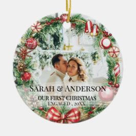 2 Foto vår första jul Engagerad, Zear Julgransprydnad Keramik