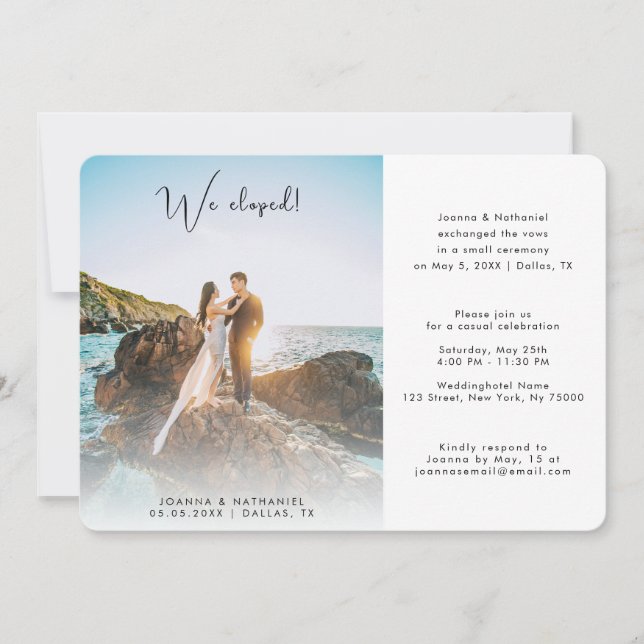 2 Foto Vi rymde Elegant bröllopsannons  Inbjudningar (Framsida)