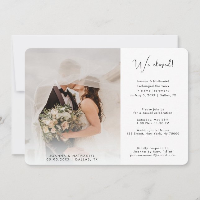 2 Foto Vi Rymde Nyförälskade Bröllopsannons Enkel Inbjudningar (Framsida)