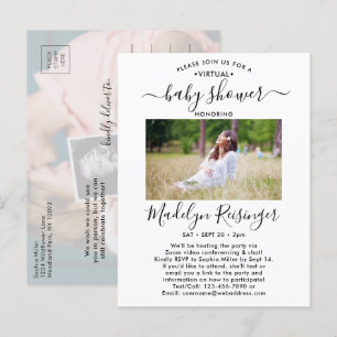 2 Foto - Virtuell babyvy med modernt e-postskript Inbjudan Vykort