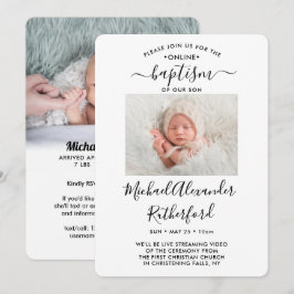 2 Foto Virtuell baptism Christening Boy eller Girl Inbjudningar