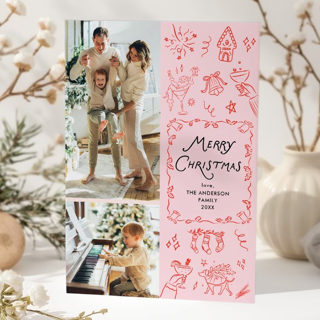 2 Foto Whimsical Hand plockade Cute-julkort Julkort (Skapare uppladdad)