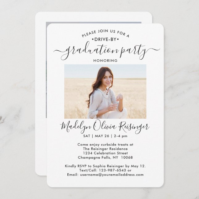 2 Fotobil med Studentfest Parad Inbjudningar (Fram/baksida)