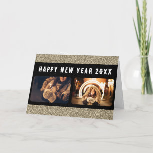 2 Fotocollage Guld Glitter Gott Nytt År 2023 Helgkort