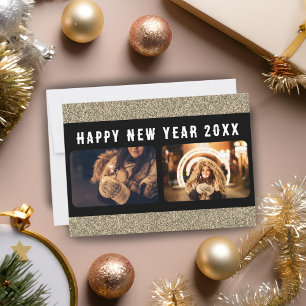 2 Fotocollage Guld Glitter Gott Nytt År 2026 Julkort