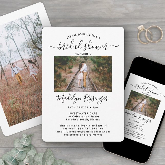 2 FotoElegant Modern Calligraphy-Möhippa Inbjudningar (Skapare uppladdad)