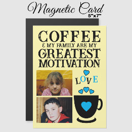 2 fotokaffe och familjeblått magnetkort magnetisk inbjudningskort