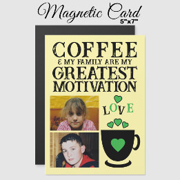 2 fotokaffe och grönt-magnetiskt kort för familjen