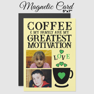 2 fotokaffe och grönt-magnetiskt kort för familjen