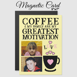 2 fotokaffe och rosa av familjemagnetkort magnetisk inbjudningskort