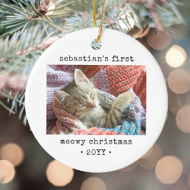 2 Fotokattens första middagsjul - valfri texttävel Julgransprydnad Keramik