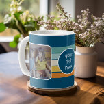 2 Fotokollage - randens blå regnbåge Kaffemugg<br><div class="desc">Använda två fyrkantiga foton som skapar en unik och personlig gåva. Centrumet innehåller ett område där du kan lägga till anpassningsbarna - Bästa Grandpa nånsin - eller spelar ingen roll text som du vill ha!</div>