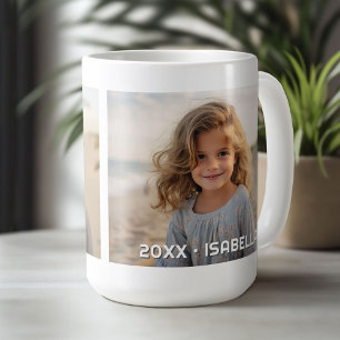 2 Fotomall Modern Minimal med Anpassningsbar Text Kaffemugg