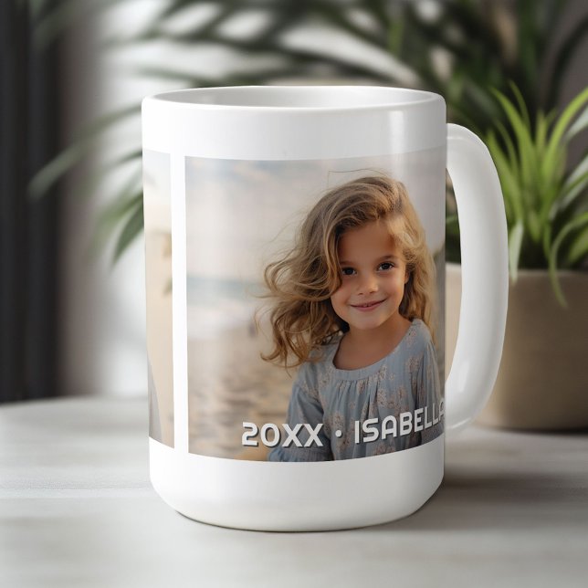 2 Fotomall Modern Minimal med Anpassningsbar Text Kaffemugg (Custom Photo Collage Mug)