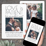 2 Fotomottagning Endast Kärlek är Patienten Bröllo Inbjudningar<br><div class="desc">Familjen inbjudan och vänner till en enkel elegant bröllop-mottagning med den här snyggten är modern "kärlek är tålmodigt, men vi kunde inte vänta" 2 fotoinbjudan. Alla formuleringar är enkla att anpassa för alla mottagningar endast i firande, inklusive en post-elopement party, vow-förnyelse, bröllop, 1:a årsdagen, cocktail- eller middagsdagen i party. Anpassa...</div>