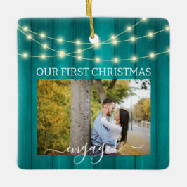 2 Foton 1:a julklappen med tulliskt parkettljus Julgransprydnad Keramik