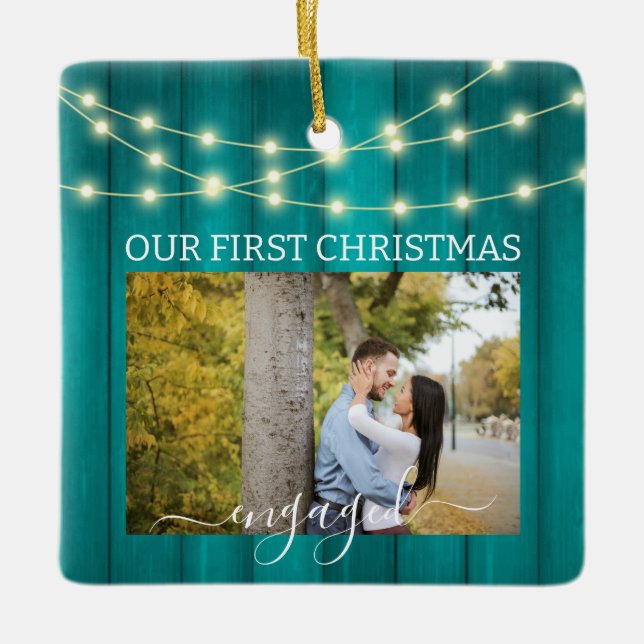 2 Foton 1:a julklappen med tulliskt parkettljus Julgransprydnad Keramik (Framsida)