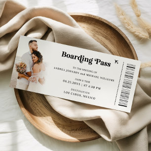 2 Foton Destination Biljett Boarding Pass Bröllop Inbjudningar
