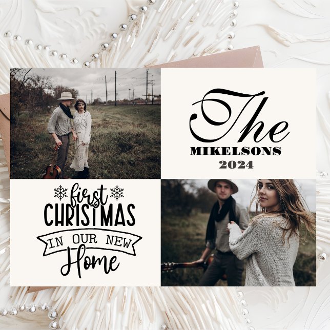 2 foton Första jul i vårt nya hem Julkort (Skapare uppladdad)