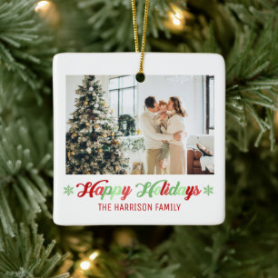 2 Foton Glad helg-familjen jul Färg Julgransprydnad Keramik
