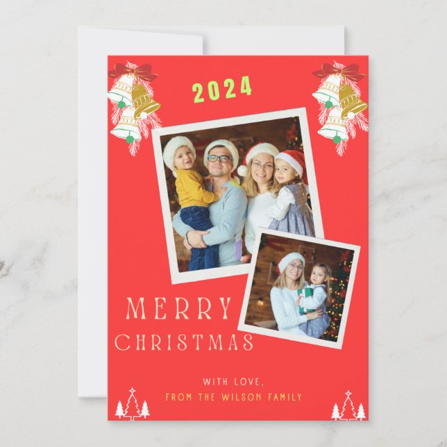 2 foton Julfamilj Inbjudningar (Framsida)