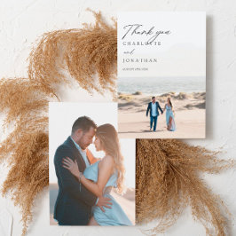 2 Foton, klassisk Elegant, handskriven Bröllop Tack Kort