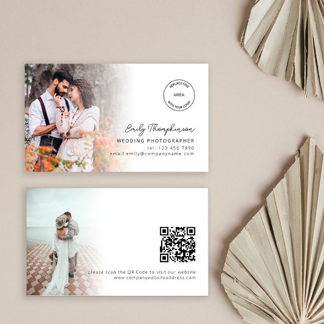 2 Foton Logotyp QR-kod Bröllop-fotoskrivare Visitkort (Skapare uppladdad)