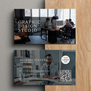 2 foton logotyp QR-kod modern professionell enkel Visitkort