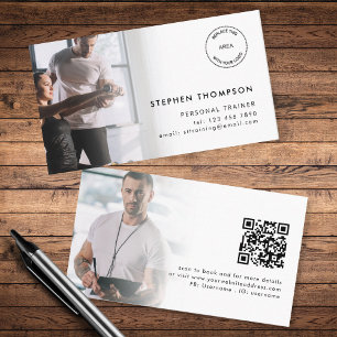 2 Foton Logotyp QR-kod Personlig tränare Visitkort