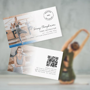 2 Foton Logotyp QR-kod Yoga Instructor Visitkort