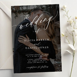 2 foton modern elegant överlagringsskript bröllop inbjudningar