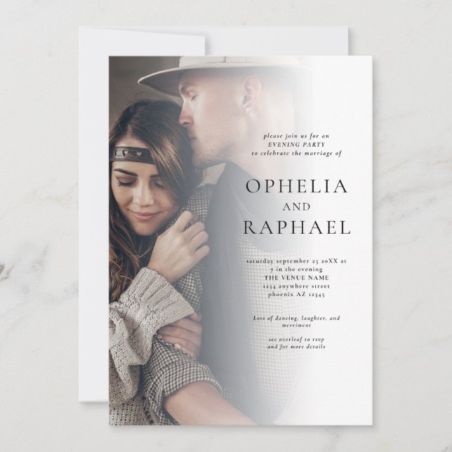 2 Foton QR-kod Bohemian Bröllop Evening Party Inbjudningar (Framsida)