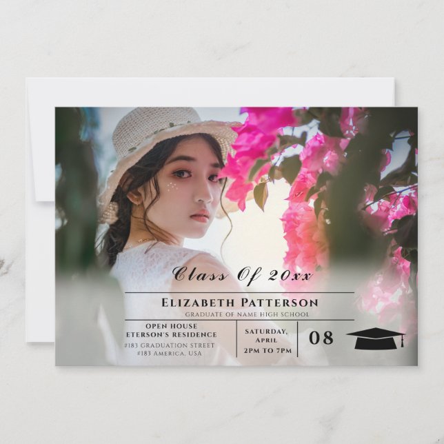 2 Foton Studenten, skript för enkel elegant Inbjudningar (Framsida)