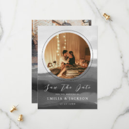 2 Foton, svart och vit Abstrakt, överlägg Bröllop Spara Datumet