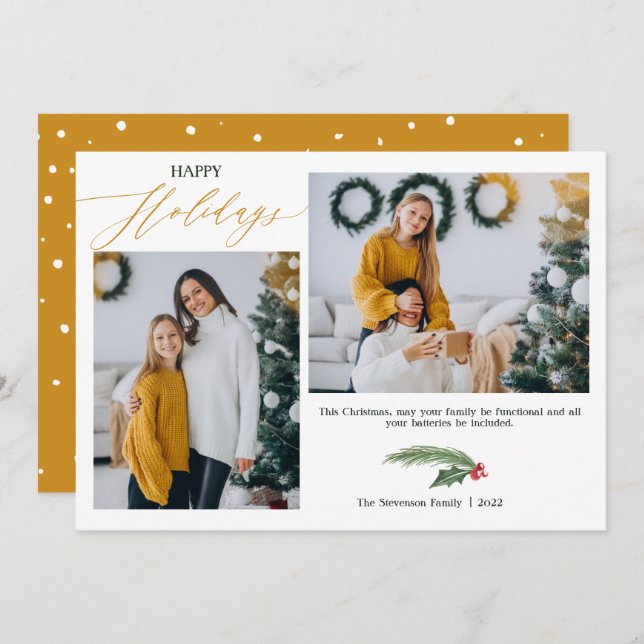 2 foton terracotta vattenfärgen lycklig Helgdag Ca Julkort (Fram/baksida)