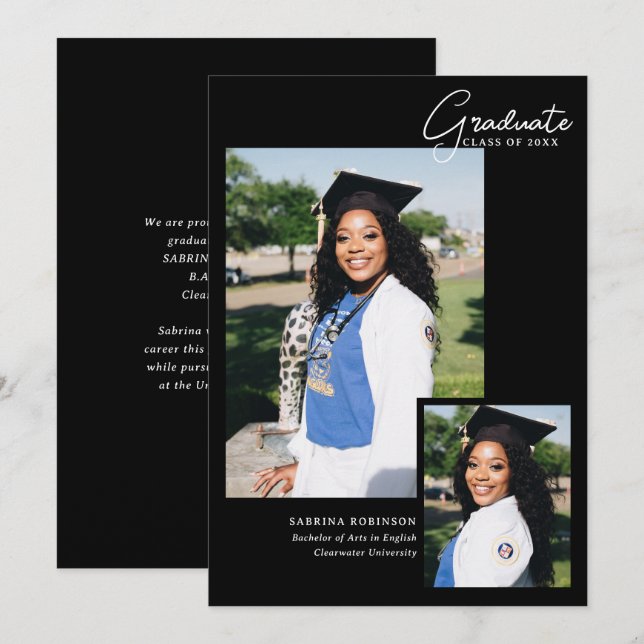 2 Fotoskripttypografi Studenten Meddelande (Fram/baksida)