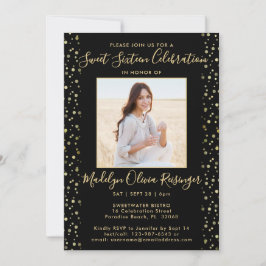 2 Fotosöt 16 Modern Black och Guld Glitter Inbjudningar